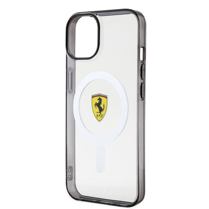 Apple iPhone 14 Kılıf Ferrari M-safe Şarj Özellikli Transparan Dizayn Kapak Renksiz