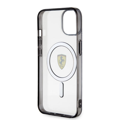 Apple iPhone 14 Kılıf Ferrari M-safe Şarj Özellikli Transparan Dizayn Kapak Renksiz