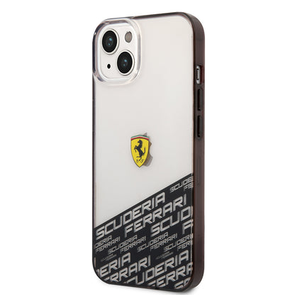 Apple iPhone 14 Kılıf Ferrari Orjinal Lisanlı Transparan Alt Kısım Baskılı Dizayn Kapak Kırmızı
