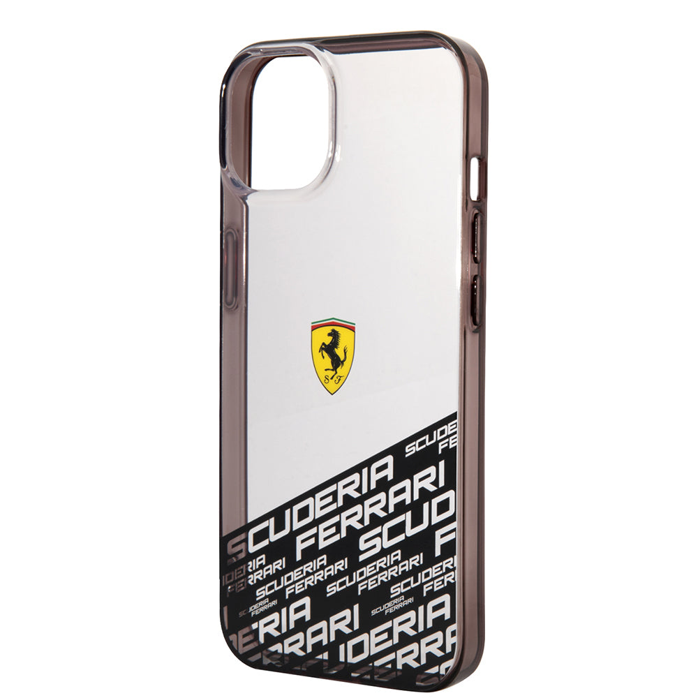 Apple iPhone 14 Kılıf Ferrari Orjinal Lisanlı Transparan Alt Kısım Baskılı Dizayn Kapak Gümüş