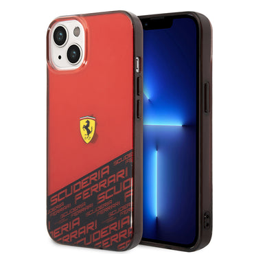 Apple iPhone 14 Kılıf Ferrari Orjinal Lisanlı Transparan Alt Kısım Baskılı Dizayn Kapak Gümüş