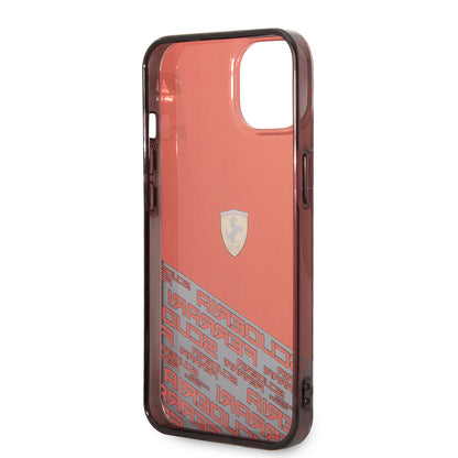 Apple iPhone 14 Kılıf Ferrari Orjinal Lisanlı Transparan Alt Kısım Baskılı Dizayn Kapak Kırmızı