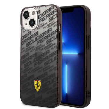 Apple iPhone 14 Kılıf Ferrari Orjinal Lisanlı Transparan SF Baskılı Dizayn Kapak Siyah