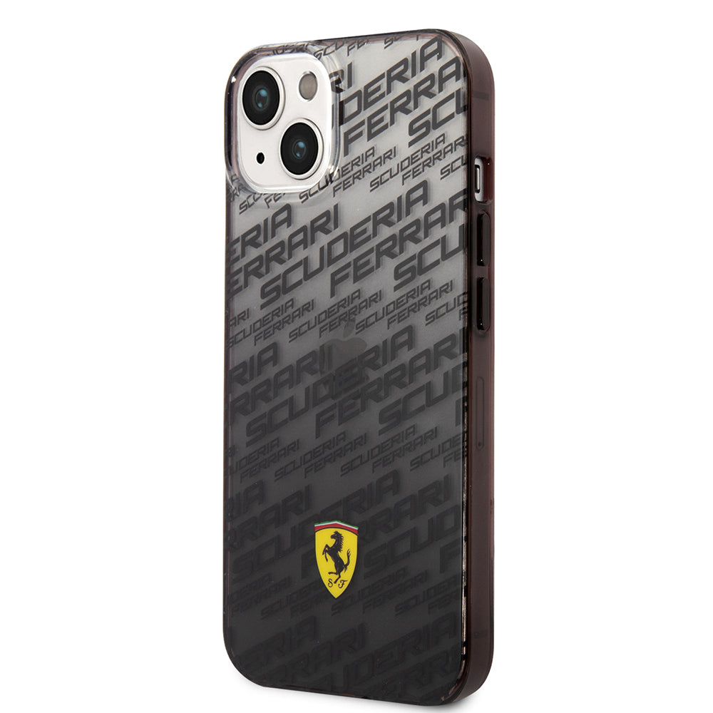 Apple iPhone 14 Kılıf Ferrari Orjinal Lisanlı Transparan SF Baskılı Dizayn Kapak Siyah