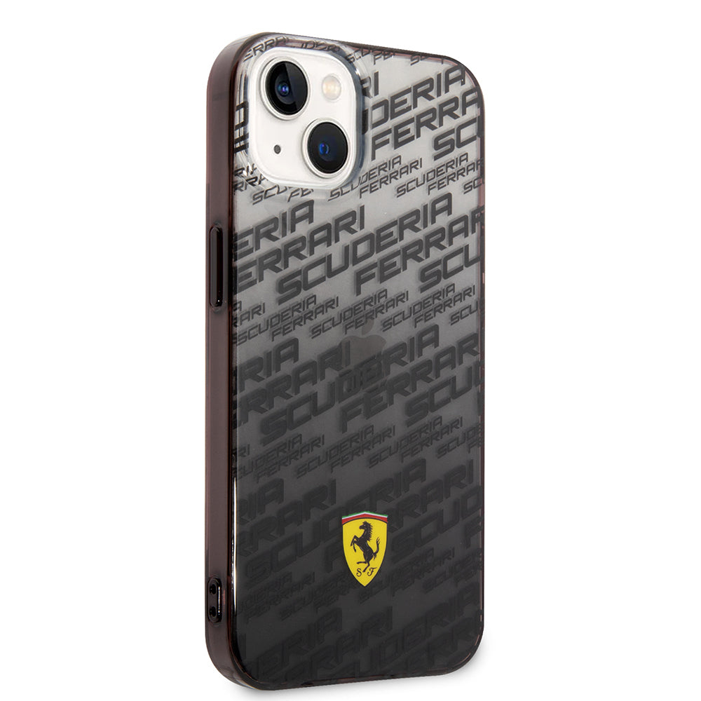 Apple iPhone 14 Kılıf Ferrari Orjinal Lisanlı Transparan SF Baskılı Dizayn Kapak Siyah