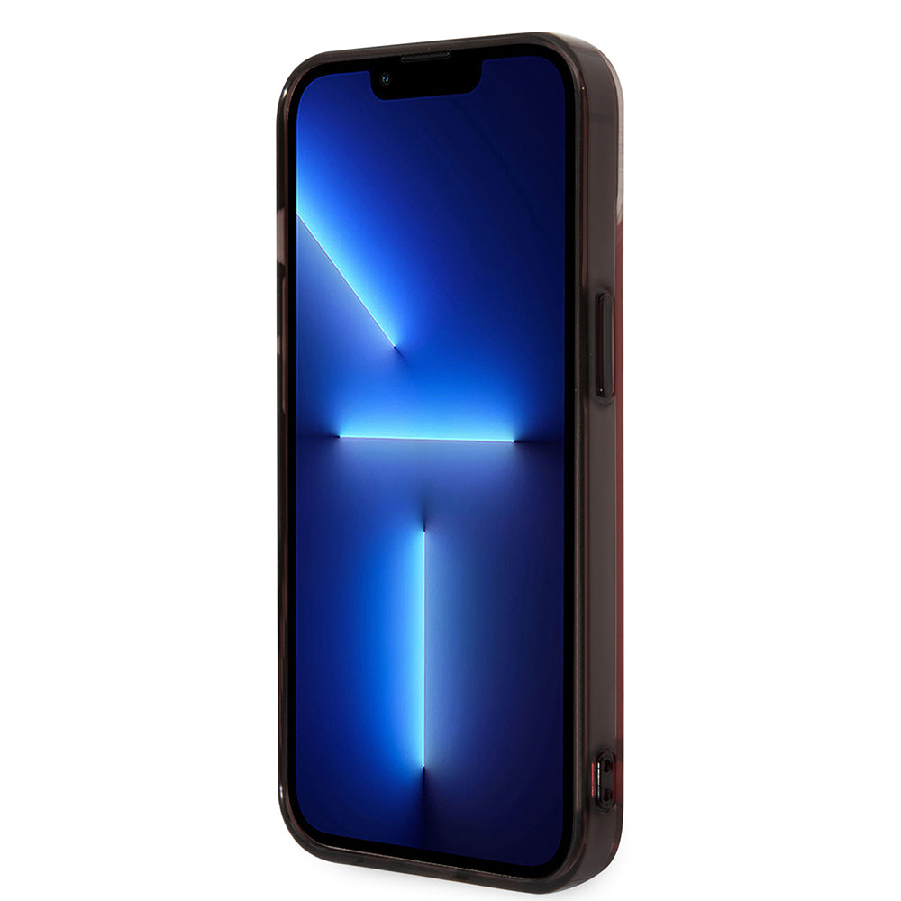 Apple iPhone 14 Kılıf Ferrari Orjinal Lisanslı Baskı Logolu Çimen Desenli Kapak Kırmızı