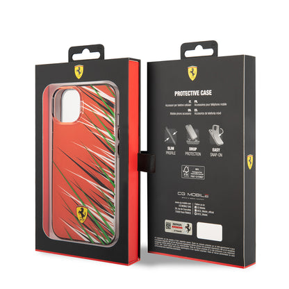 Apple iPhone 14 Kılıf Ferrari Orjinal Lisanslı Baskı Logolu Çimen Desenli Kapak Sarı