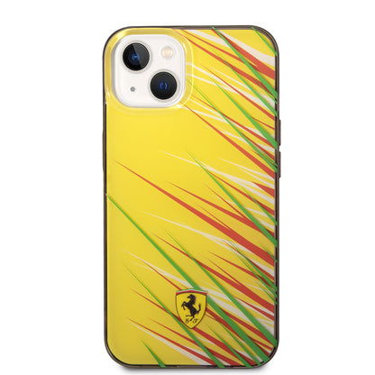 Apple iPhone 14 Kılıf Ferrari Orjinal Lisanslı Baskı Logolu Çimen Desenli Kapak Kırmızı