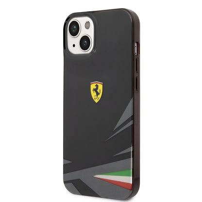 Apple iPhone 14 Kılıf Ferrari Orjinal Lisanslı Baskı Logolu İtalyan Bayrak Baskılı Dizayn Kapak Kırmızı