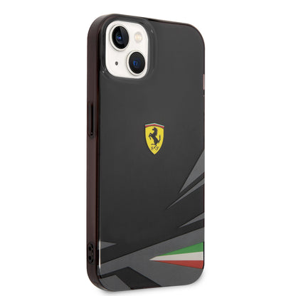 Apple iPhone 14 Kılıf Ferrari Orjinal Lisanslı Baskı Logolu İtalyan Bayrak Baskılı Dizayn Kapak Kırmızı