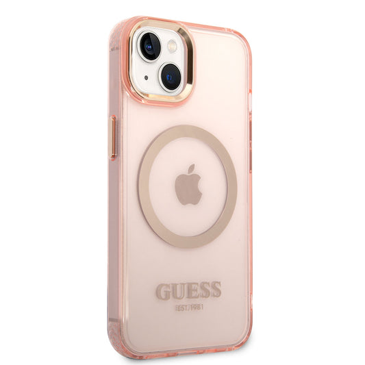 Apple iPhone 14 Case GUESS M-safe Charging Airbag Design Cover Pink