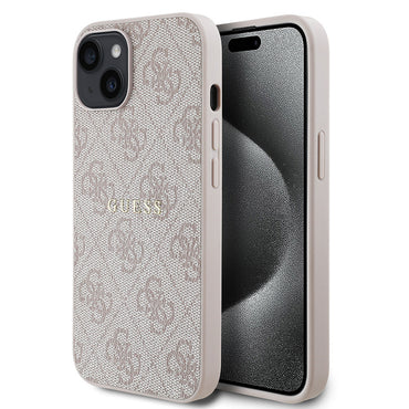 Apple iPhone 14 Case Guess Original Licensed M-safe Charging Feature 4G Pattern Text Logo Cover Black