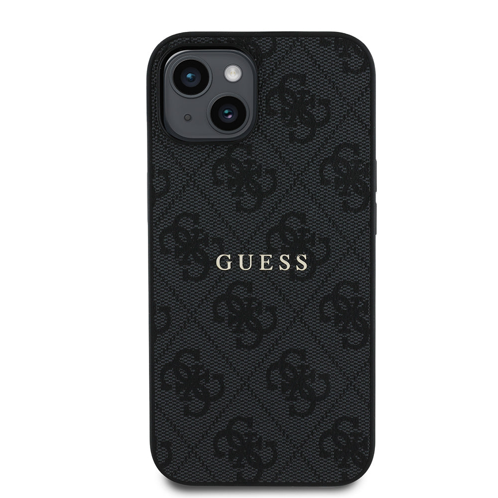 Apple iPhone 14 Case Guess Original Licensed M-safe Charging Feature 4G Pattern Text Logo Cover Pink