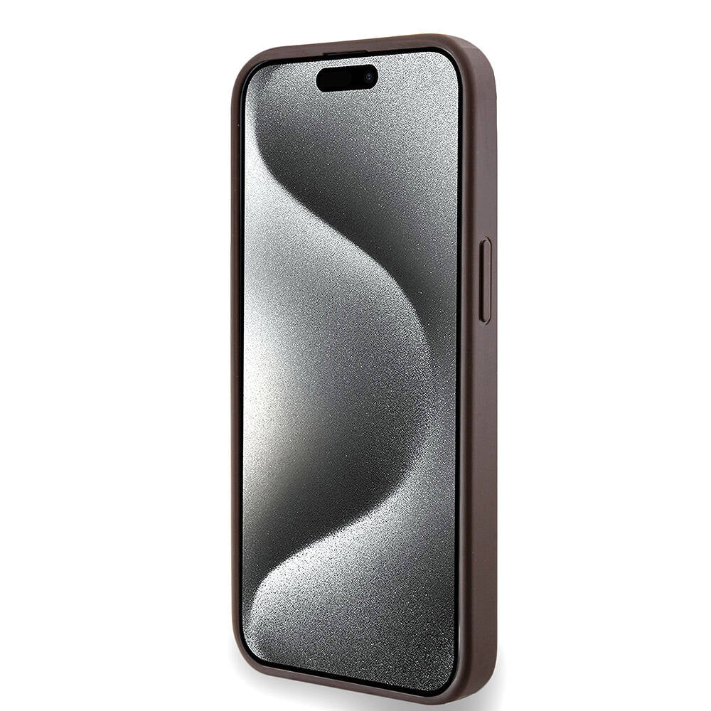 Apple iPhone 14 Case Guess Original Licensed M-safe Charging Feature PU Ring 4G Patterned Text Logo Cover Black