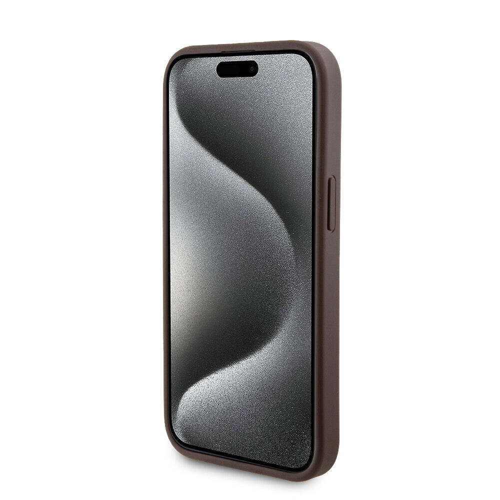 Apple iPhone 14 Case Guess Original Licensed M-safe Charging Feature Text Logo 4G Patterned Cover + Powerbank 5000mAh 2in1 Set Brown 