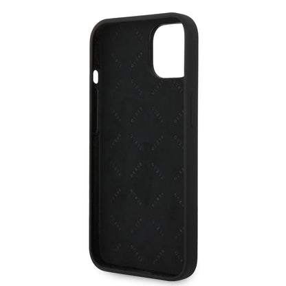 Apple iPhone 14 Kılıf Guess Orjinal Lisanslı Yazı ve Taşlı 4G Logolu Silikon Kapak Siyah