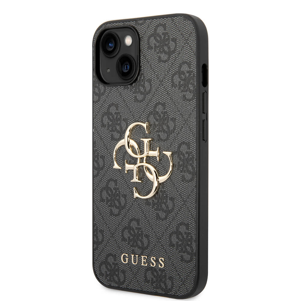 Apple iPhone 14 Case Guess PU Leather Large Metal Logo Design Cover Pink