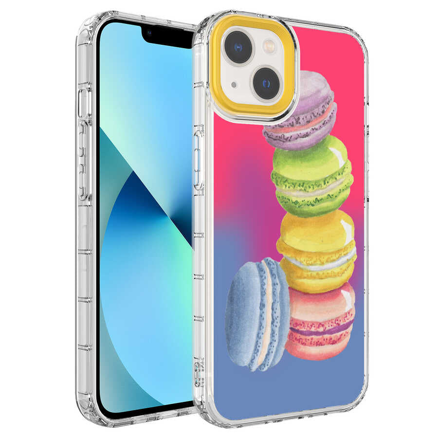 Apple iPhone 14 Kılıf Kamera Korumalı Renkli Desenli Sert Silikon Zore Korn Kapak