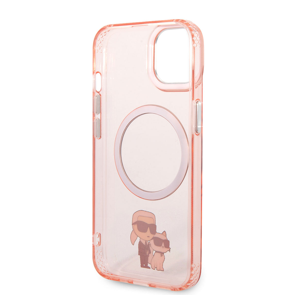Apple iPhone 14 Kılıf Karl Lagerfeld M-safe Şarj Özellikli K&C Dizayn Kapak Pembe