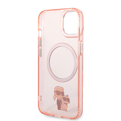 Apple iPhone 14 Kılıf Karl Lagerfeld M-safe Şarj Özellikli K&C Dizayn Kapak Pembe