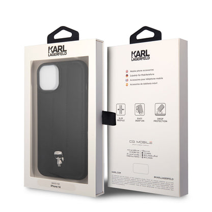 Apple iPhone 14 Kılıf Karl Lagerfeld Nylon Puffy Airbag Karl Dizayn Kapak Siyah