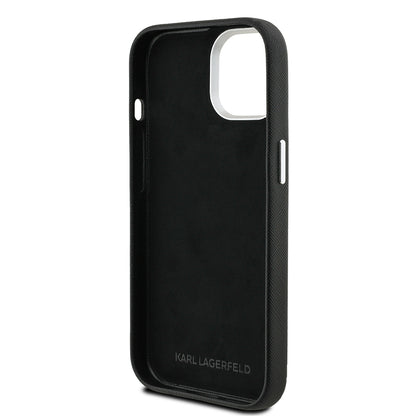 Apple iPhone 14 Kılıf Karl Lagerfeld Orjinal Lisanslı K&C Heads Pin Kapak Siyah