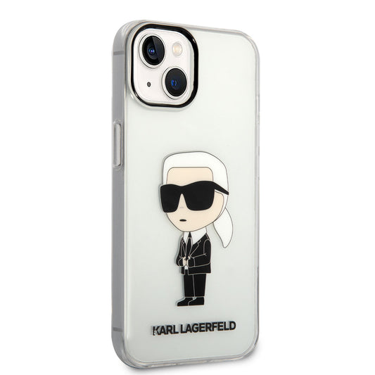 Apple iPhone 14 Case Karl Lagerfeld Transparent Iconic Karl Design Cover Colorless 