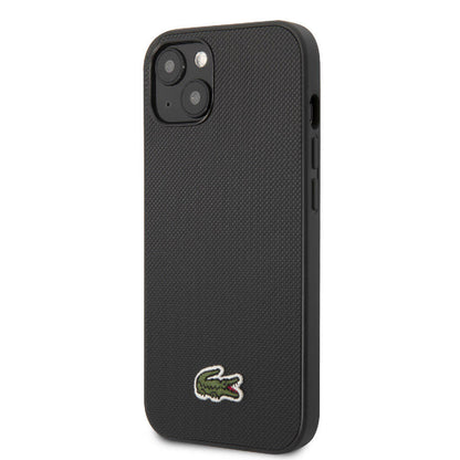 Apple iPhone 14 Kılıf Lacoste Orjinal Lisanslı PU Pike Desenli Arka Yüzey İkonik Timsah Dokuma Logolu Kapak Siyah