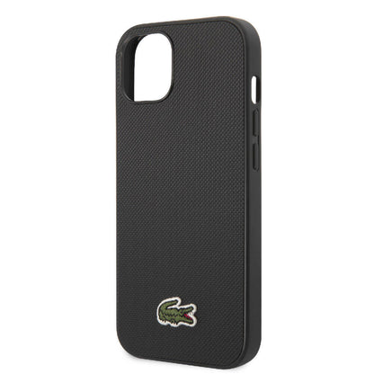 Apple iPhone 14 Kılıf Lacoste Orjinal Lisanslı PU Pike Desenli Arka Yüzey İkonik Timsah Dokuma Logolu Kapak Siyah