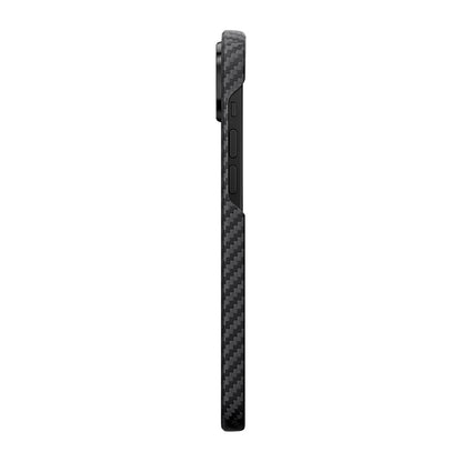 Apple iPhone 14 Kılıf M-safe Şarj Özellikli 1500D Aramid Fiber Pitaka Ultra-Slim Classic Serisi Black-Grey Twill Kapak Siyah-Gri
