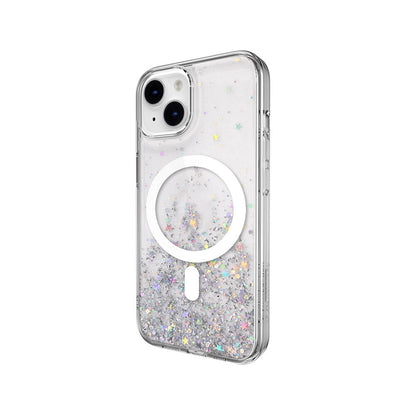 Apple iPhone 14 Kılıf M-safe Şarj Özellikli Parlayan Simli Şeffaf Lisanslı Switcheasy Starfield-M Kapak Renksiz