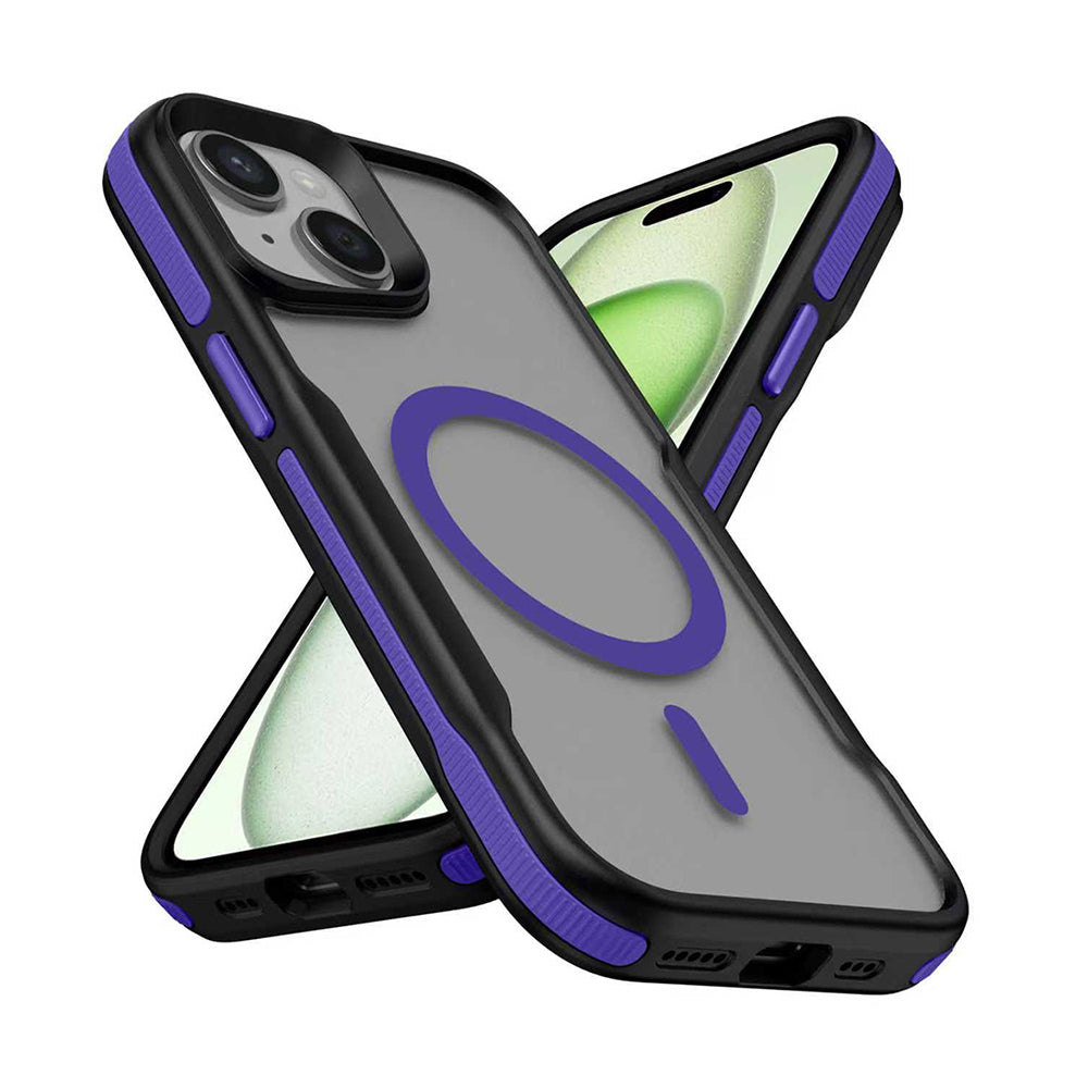 Apple iPhone 14 Kılıf M-safe Şarj Özellikli Renkli Kenar Airbag Şeritli Zore Lamer Kapak
