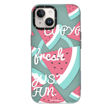 Apple iPhone 14 Case M-safe Charging Feature Summer Fruit Pattern Youngkit Fruity Flavor Series Cover Pink 