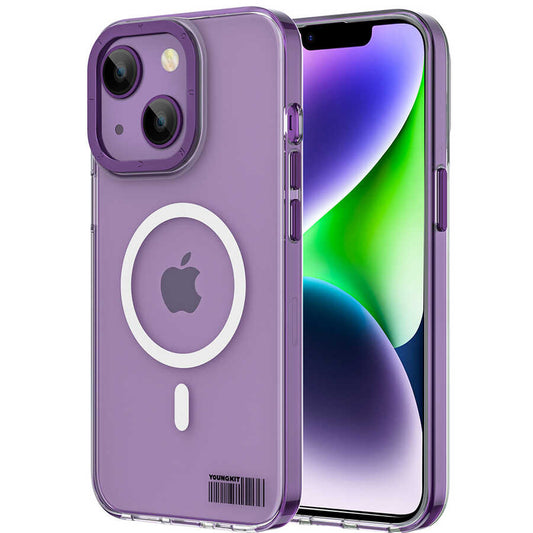 Apple iPhone 14 Case M-safe Charging Feature Youngkit Colored Glaze Series Cover Deep Purple 