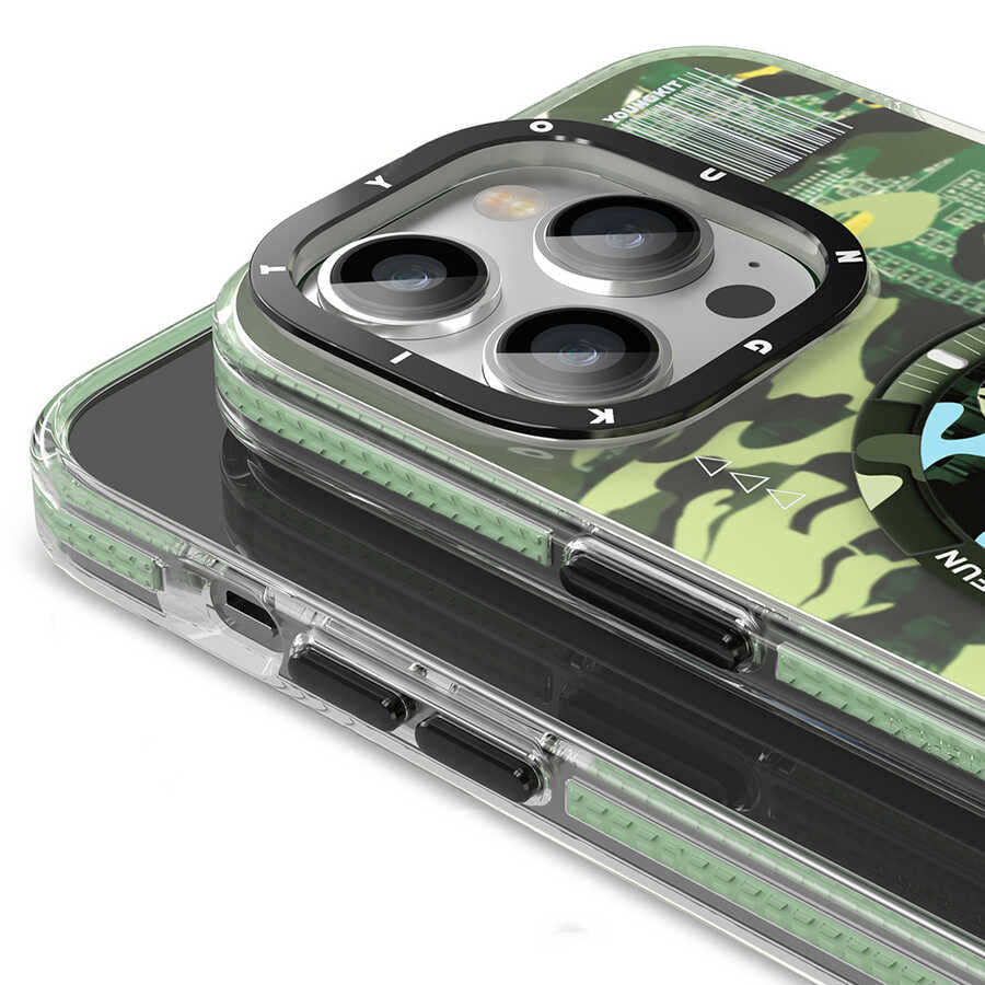 Apple iPhone 14 Case M-safe Charging Feature YoungKit Camouflage Series Cover Black 