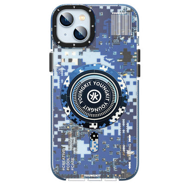 Apple iPhone 14 Case M-safe Charging Feature YoungKit Camouflage Series Cover Black 