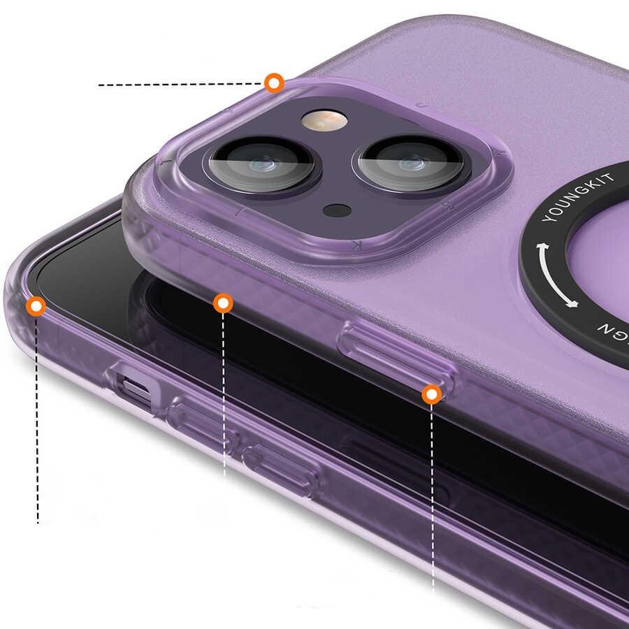 Apple iPhone 14 Case M-safe Charging Feature Youngkit Rock Series Cover Deep Purple 