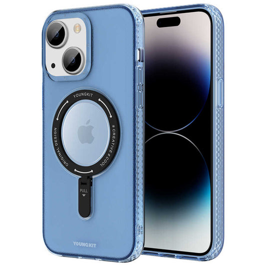 Apple iPhone 14 Case M-safe Charging Feature Youngkit Rock Series Cover Blue 