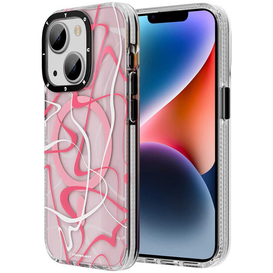 Apple iPhone 14 Case M-safe Charging Feature Youngkit Water-Ink Series Cover White 