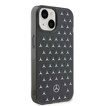 Apple iPhone 14 Kılıf Mercedes Benz Çift Katmanlı Yıldız Desenli Dizayn Kapak Siyah-Mavi