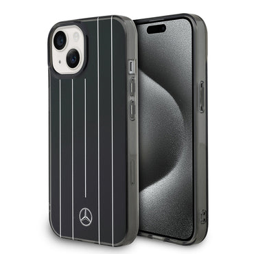 Apple iPhone 14 Kılıf Mercedes Benz Orjinal Lisanslı New Urban 3 Sert PC Paralel Çizgi Desenli Kapak Beyaz