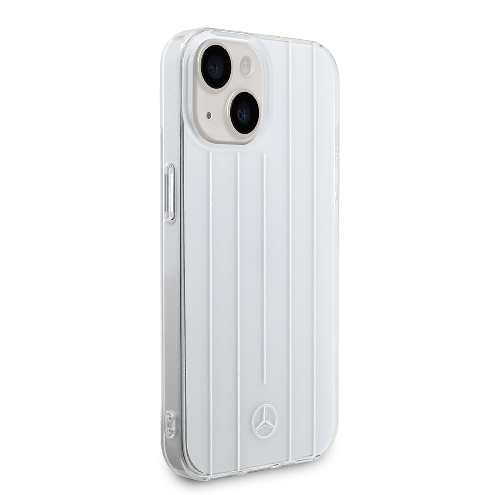 Apple iPhone 14 Kılıf Mercedes Benz Orjinal Lisanslı New Urban 3 Sert PC Paralel Çizgi Desenli Kapak Beyaz