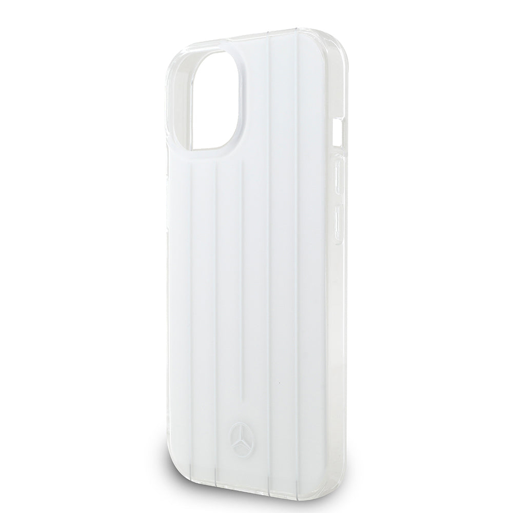 Apple iPhone 14 Kılıf Mercedes Benz Orjinal Lisanslı New Urban 3 Sert PC Paralel Çizgi Desenli Kapak Beyaz