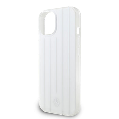 Apple iPhone 14 Kılıf Mercedes Benz Orjinal Lisanslı New Urban 3 Sert PC Paralel Çizgi Desenli Kapak Beyaz