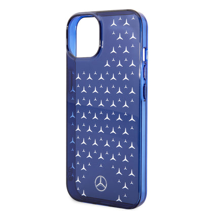 Apple iPhone 14 Kılıf Mercedes Benz Transparan Yıldızlı Dizayn Kapak Mavi