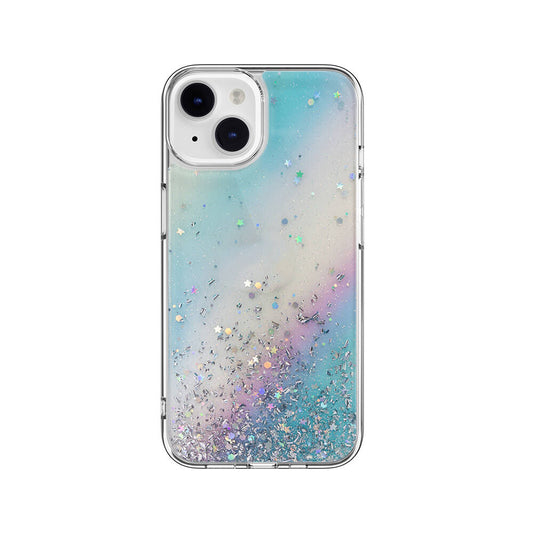 Apple iPhone 14 Kılıf Parlayan Simli Şeffaf Lisanslı Switcheasy Starfield Kapak Colorful