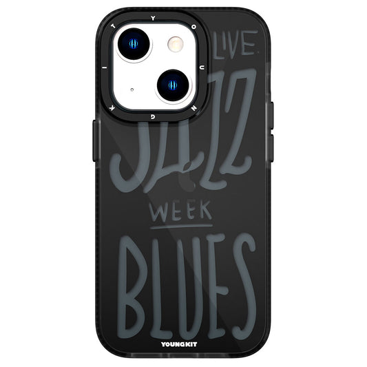 Apple iPhone 14 Case Transparent Color Text Themed Design YoungKit Jazz Series Cover Black 