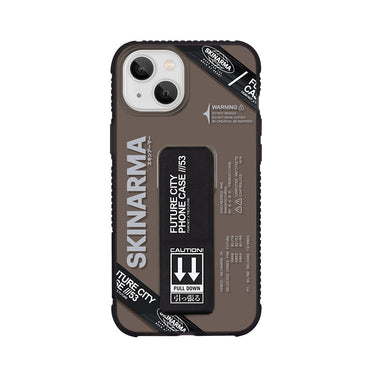 Apple iPhone 14 Case SkinArma Transparent Patterned Airbag Design Stand Shimma Cover Black 