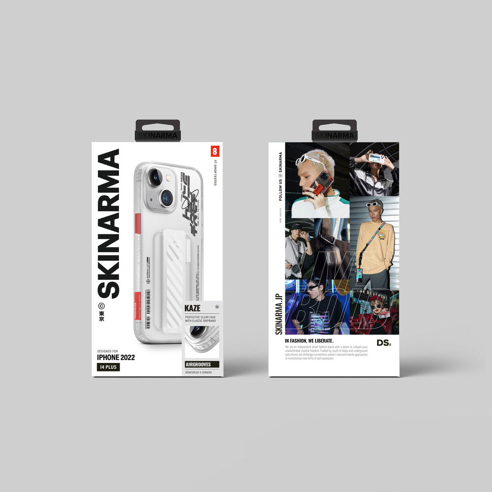 Apple iPhone 14 Case SkinArma Transparent Patterned Kaze Cover Smoke