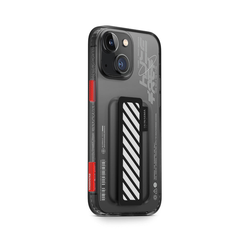 Apple iPhone 14 Case SkinArma Transparent Patterned Kaze Cover Smoke